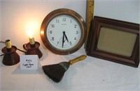 Copper Framed Clock and Misc.