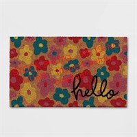 Sun Squad ‘Hello’ 18in.x30in.floral Doormat