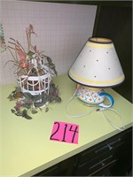 Teapot Lamp and Floral Bird Cage (Decor)