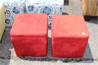 2 Pc. red Lidded Ottomans