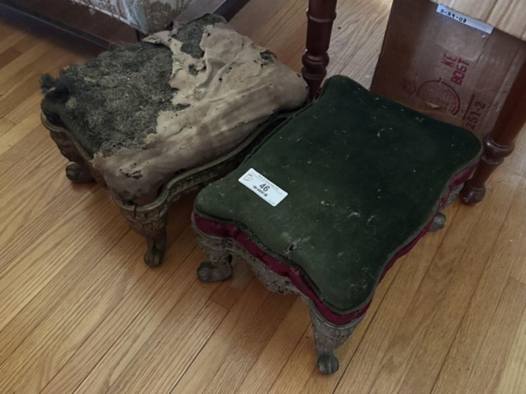 2- Cast Iron Base Victorian Stools