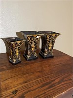 3 Decorative Metal Vases