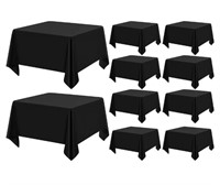 10 Pack Black Square Tablecloths 52 x 52 Inch,