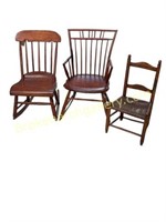 2 Antique Rockers & Childs Chair