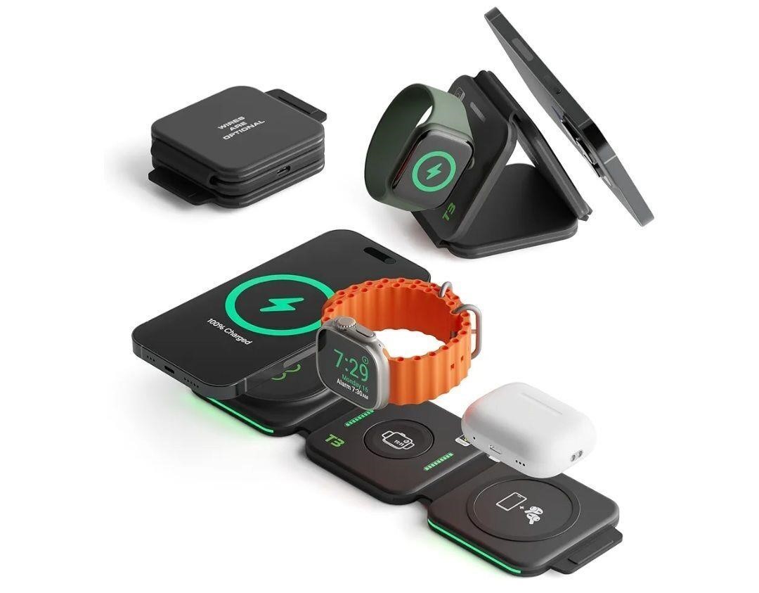 Three in one wireless charging pad