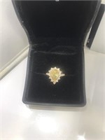 GIA NATURAL FANCY YELLOW DIAMOND RING - 14K GOLD