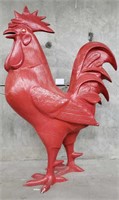 Giant red-painted aluminum rooster