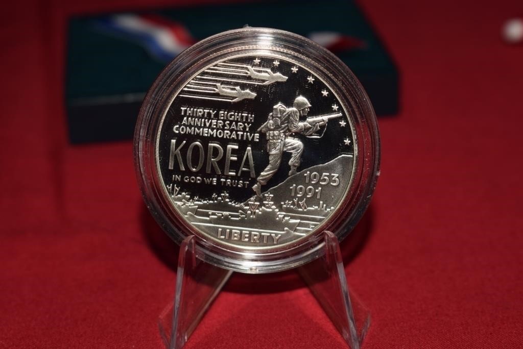 1991 Korean War Memorial Unc. Silver Dollar w/ Box