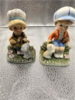 Homco Figurines Boy and Girl with Cats