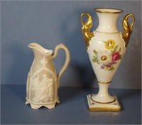 Victorian jasperware jug & a Bavarian vase