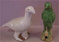 Two decorative ceramic bird figurines