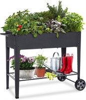 FOYUEE Raised Planter Box with Legs  On Wheels