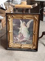 beautiful large Gesso frame with angel print
