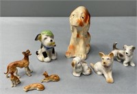 Porcelain & Chalkware Dog Figures Lot