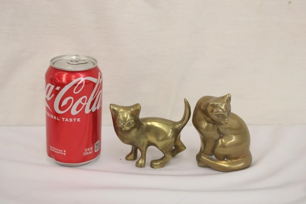 2 Brass Cat Figurines