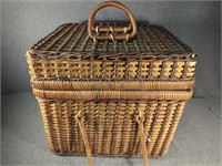 Wicker Picnic Basket Measures 13" x 12" x 11"