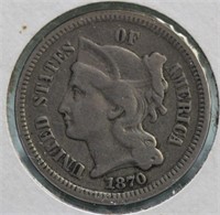 1870 3 CENT PIECE  VF