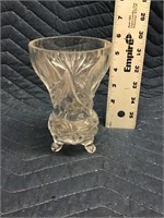 Beautiful Cut Crystal Glass Footed Vase