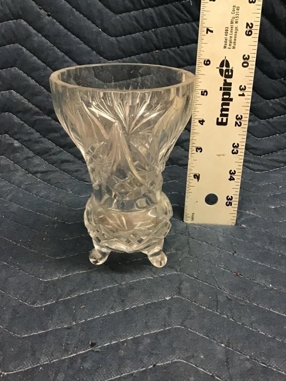 Beautiful Cut Crystal Glass Footed Vase