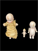 3 Antique Kewpie Style Dolls
