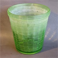 Vaseline Glass Ice Bucket -Interior Crazed
