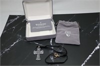 Waterford Crystal Cross Pendant With Box and Paper