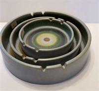 Concentric Midcentury Pottery Ashtyray set