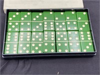 Vintage Cardinal Brand Green Double Six Dominoes