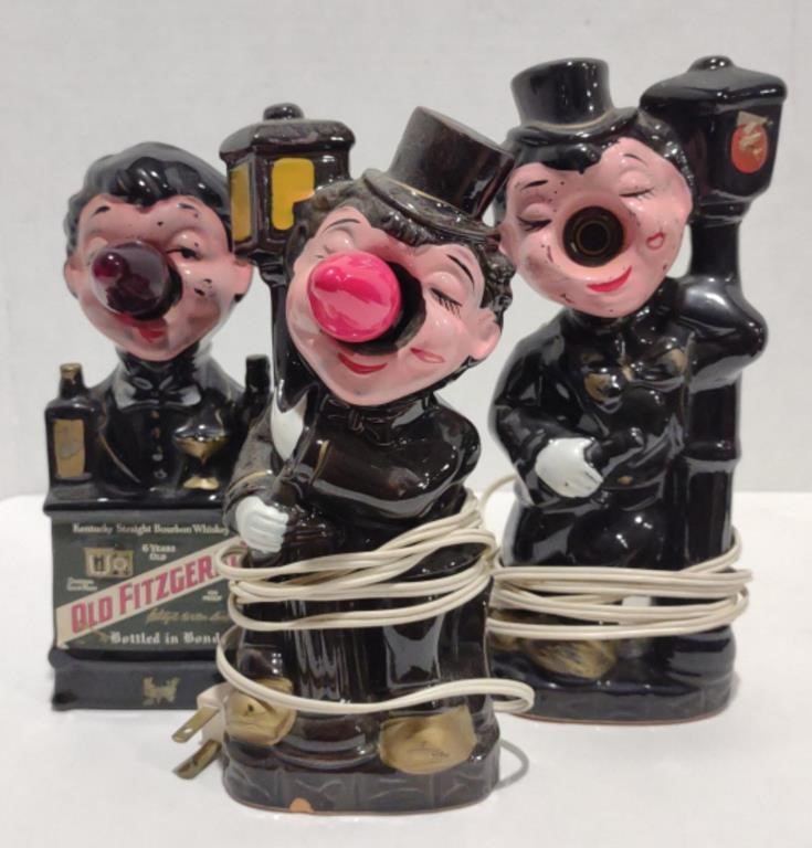 Ceramic Drunkard & Old Fitzgerald Server Lamps w/