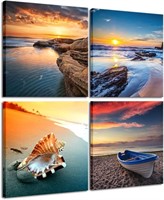 Sunset Seascape Art 50x50cmx4pcs (20x20in)