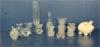 Mixed lot of crystal and glass mini vases, 2.5 -