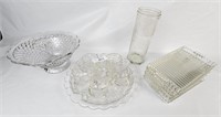 Clear Glass Lot: Cups, Plates & More