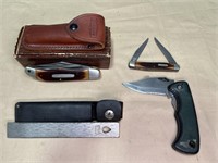 (3) SCHRADE OLD TIMER KNIVES & HONESTEEL