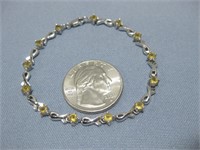 Sterling Silver Tested Gemstone Linked Bracelet