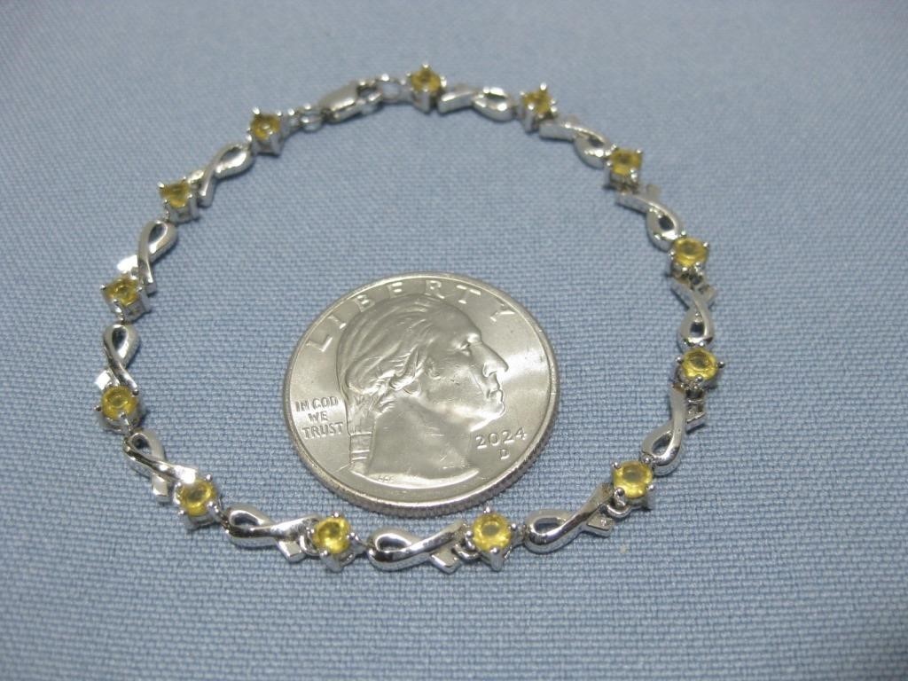 Sterling Silver Tested Gemstone Linked Bracelet