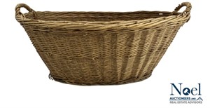 Large Primitive Wicker Basket w/ Handles