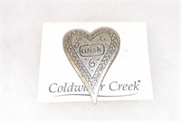 Coldwater Creek "Wish" Heart Brooch Pin
