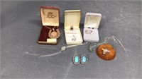 2 Necklace Rhinestone & Turquoise Jewelry