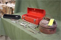 Eagle Metal Gas Can & Tool Box W/ Assorted Tools