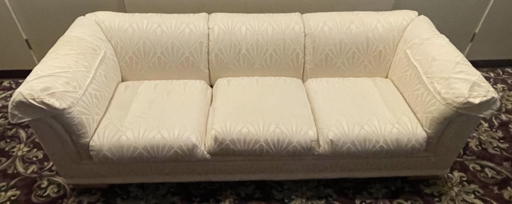 Henredon Cream Damask Upholstery Sofa