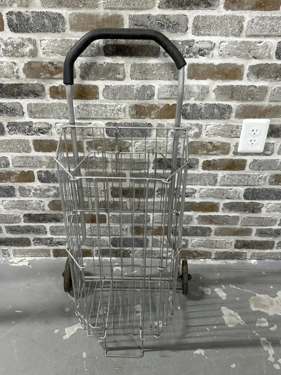 Rolling Metal 2-Wheel Shopping Cart