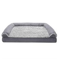 Two-Tone Faux Fur & Suede Sofa Pet Bed for Dogs &