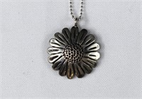 1940 Silver Coin FLOWER Pendant on Sterling Chain
