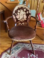 Vintage mahogany upholstered cameo back chair