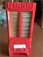 Vtg 1 cent Chiclets coin bank 8"h