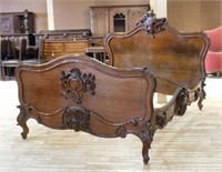 Stunning Louis XV Style Carved Oak Bed.