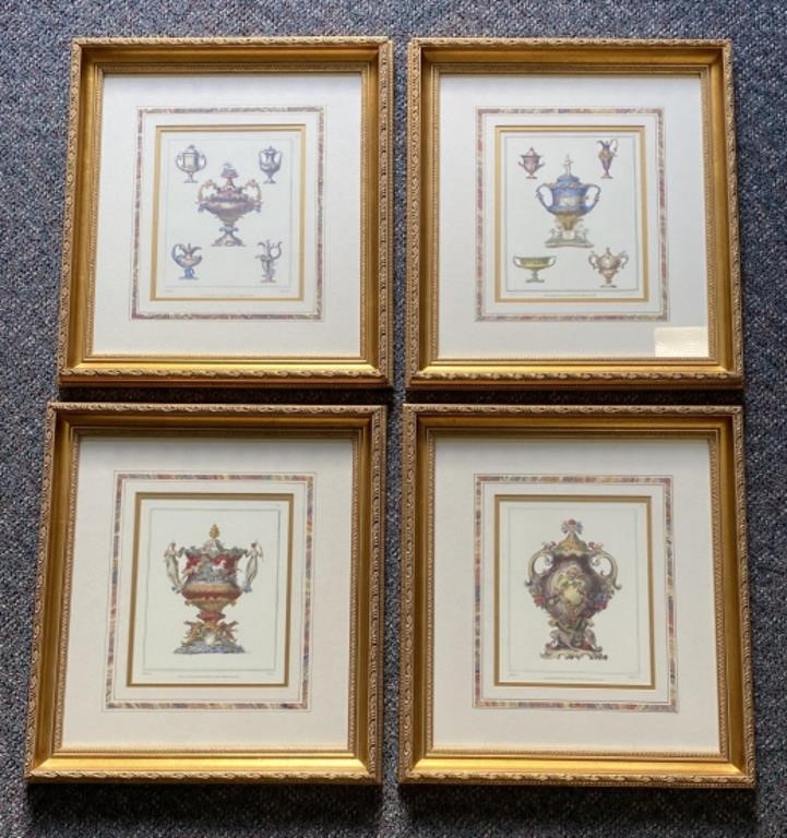 (4) Vase/Urn Prints by A. Wright 17 1/2”x 18 1/4”