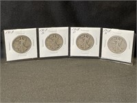 (4) WALKING LIBERTY HALF DOLLARS