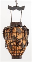 Art Deco Brass Cage Ceiling Lamp