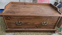 Vintage Wooden Hope Chest Filled With Linens